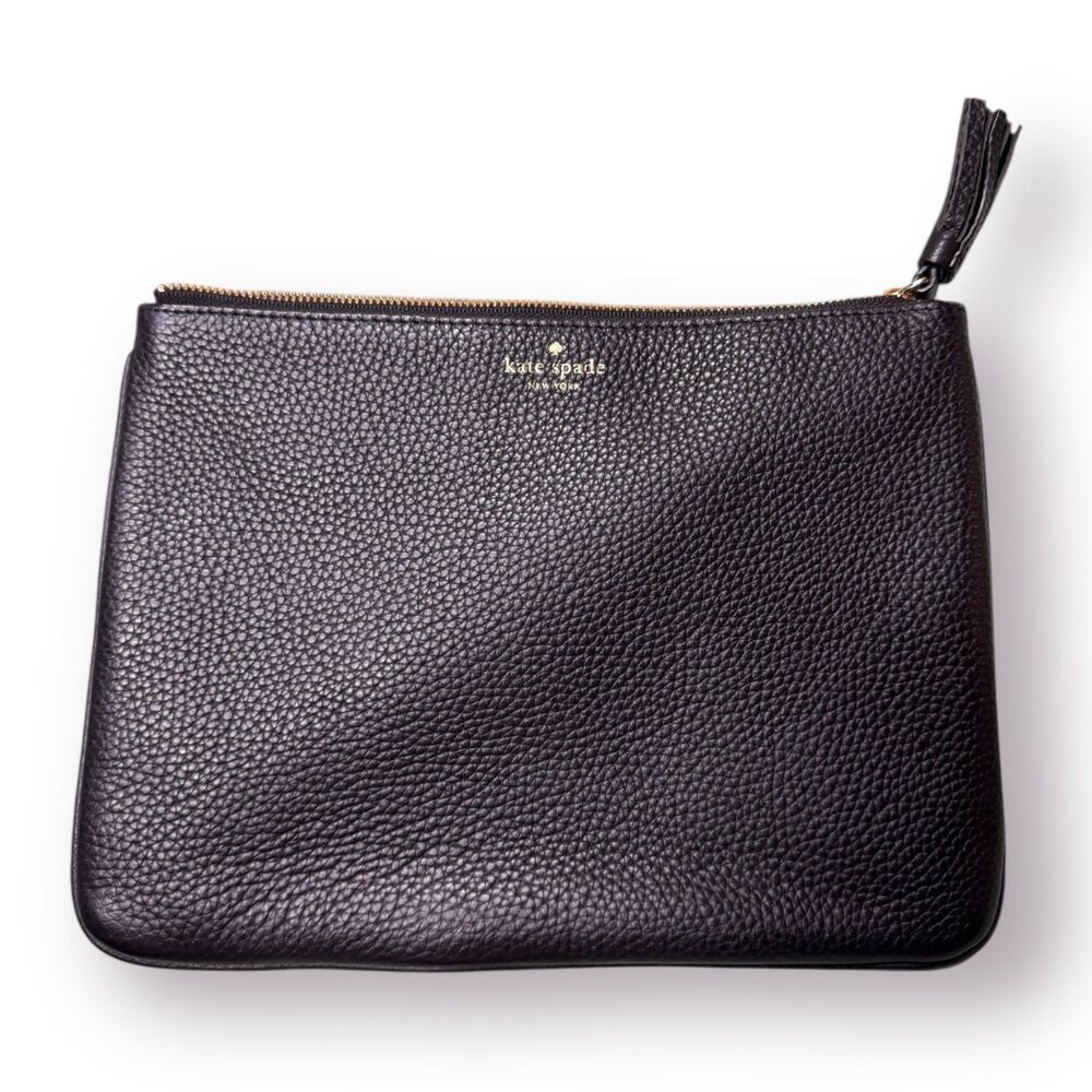 Kate Spade Black Pebble Leather Clutch NWOT‎